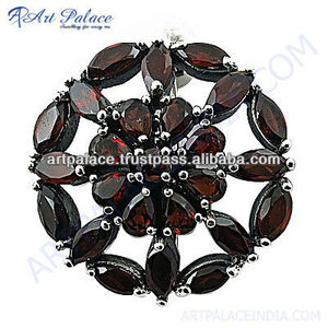Flower Style Garnet Gemstone <b>Silver</b> Classical <b>Brooch</b> Women Light Luxury Hollow Luxury Full With Natural Garnet Gemstone Jewelry - Product Image 3