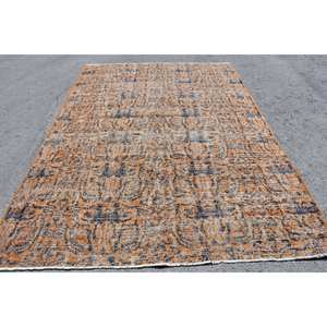 Alfombra de lana turca Vintage 6x8 pies naranja negro área grande rectángulo pasillo estilo tradicional Patchwork tejido látex para coche - Product Image 1