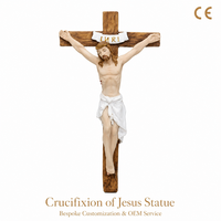 Vente en gros de statues de Jésus crucifié en résine peintes à la main, croix catholique, figurine religieuse, décoration murale d'autel à domicile, cadeau