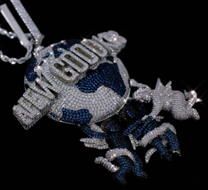 จี้ห้อยคอทรงกลมแบบเจียระไนทรงกลม ประดับด้วยโมอิสซาไนต์ ชุบเงินแท้ 925 สไตล์ฮิปฮอป การ์ตูนอนิเมะ สำหรับทุกเพศ โดย Mogal Jewels - Product Image 1