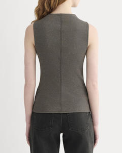 Camiseta sin Mangas de Canalé para Mujer, Precio al por Mayor, 100% Algodón, Nueva, Lisa, sin Mangas, Holgada, para Uso Diario, Lavable, Cómoda, Tejida - Product Image 2