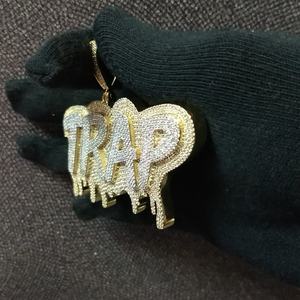 Personalizado 14K chapado en oro blanco VVS Real Moissanite colgante con corte princesa estilo Hip-Hop - Product Image 3