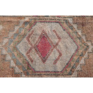 Turkish Rug, 2.5x12.8 ft <b>Runner</b> Rug, Brown <b>Red</b> Herki Wool Rug - Product Image 5
