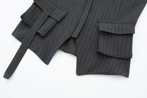 Femmes automne nouveau gilet dos nu Design poche décoré col licou haut - Product Image 5