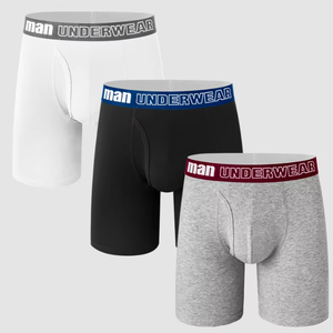 Calzoncillos Boxer Clásicos para Hombre, de Algodón, Fabricados en Fábrica, con Logotipo Personalizado, Cintura Elástica, Talla Grande, Corte Medio - Product Image 1