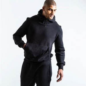 Mode décontracté hiver couleur unie survêtements vêtements de sport bouffée impression deux pièces à capuche pantalons de survêtement ensembles personnalisé 100% coton - Product Image 1