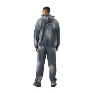 Chándal holgado de algodón polar, ropa de calle vintage, conjunto de chándal con logotipo estampado personalizado, chándal de lavado ácido acampanado personalizado para hombre - Product Image 3