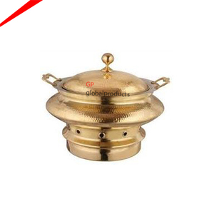 Plato de frotamiento dorado para buffet, calentador de exhibición de comida caliente, platos de chafado con acabado de cobre y acero inoxidable - Product Image 6