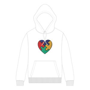 Sensibilisation à l'autisme Coeur Puzzle Chenille Broderie Blanc Pull À Capuche Unisexe Coton Polaire Sweat Soutien Vêtements - Product Image 2