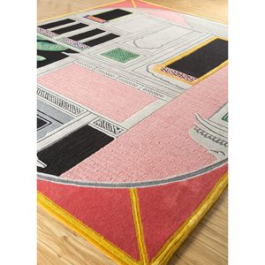 Alfombra Rectangular de Lana y Viscosa Tejida a Mano Roja y Naranja Jaipur Wunderkammer Top-104 para Sala de Estar, Pasillo, con Diseño Novedoso - Product Image 2