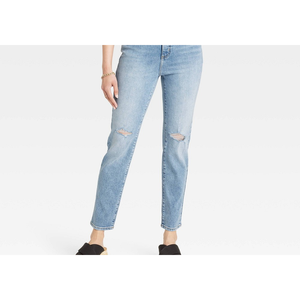 Jeans Slim da Donna a Vita Alta, Effetto Usurato, Stile Utility Semplice, Gamba Svasata, Blu Chiaro XL, Denim Traspirante e Lavabile - Product Image 2