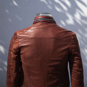 แจ็กเก็ตหนังแท้แบบลำลองสำหรับผู้ชายแจ็คเก็ตหนังนักบินหนังแกะออกแบบโลโก้ได้ตามต้องการ - Product Image 2