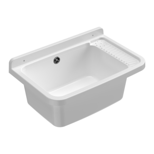 Lavabo Moderno Mongardi Bianco 58.3L in Resina Multiuso da Parete per Interni ed Esterni 38.5D 26H cm - Product Image 1