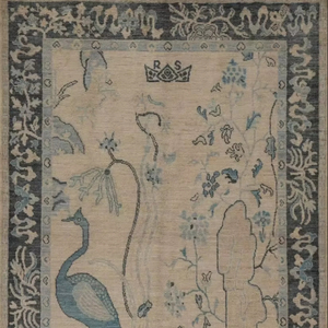 Alfombra bordada con diseño de pájaro turco moderno hecho a mano de lana 5x7 de alta calidad para rezar en las salas de estar, hoteles, restaurantes, coches - Product Image 1