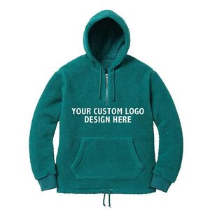 Winter Fashion Custom Unisex Polar Fleece Hooded Jacket <b>Wool</b> Heavyweight Warm Streetwear Sherpa Faux Fur Hoodie for Men - Product Image 2