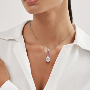 Plata de Ley 925 chapada en oro rosa, Perla ovalada de rubí de corte elegante Natural, colgante de declaración de 4 gramos, cadena de eslabones, compromiso, boda - Product Image 2