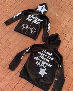 ชุดวอร์มวินเทจมีซิปมีฮู้ดและเสื้อสเวตเตอร์แบบผ้าซีดและสีทึบกันแดด - Product Image 3