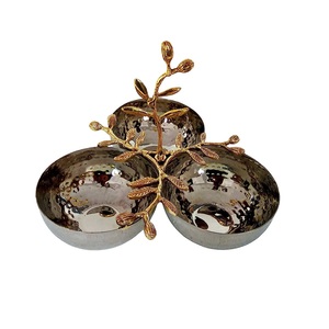 Tazón de fruta chapado en oro para servir frutas de diseñador de lujo con tazón de latón de almacenamiento de frutas decorativo martillado al precio más bajo - Product Image 1