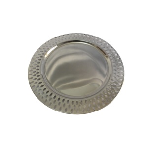 Accessoires de service alimentaire d'hôtel de luxe assiettes de serveur de plateau assiettes de chargeur plaquées argent antique gravées à la main - Product Image 2