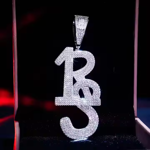 Elegante colgante de diamante natural de 2 pulgadas 925 Chapado en plata de lujo Bling diseño de goteo personalizado para compromiso boda especial - Product Image 5