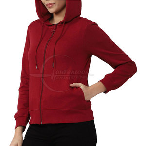 Sudadera con capucha de Otoño Invierno para mujer con cremallera 100% algodón de manga larga estilo casual diseño de moda de alta calidad logotipo personalizado frontal - Product Image 2