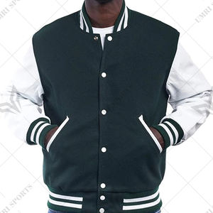 Blouson Bomber Unisexe d'Hiver de Haute Qualité OEM, Mélange de Laine, Manches en Similicuir, Doublure Matelassée, Bordure Côtelée, Chauffant - Product Image 6