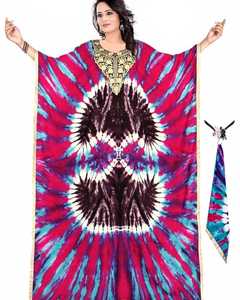 African Hand Tie Dye Batiki Kaftan Thai Retro HIPPIE BOHO HAWAII MAXI VESTIDO TAMAÑO LIBRE Kaftan Gypsy Long Maxi Vestidos Bahamas - Product Image 2