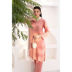 WGK-SKS-DE-2754 เสื้อและกางเกงผ้าซาตินปักลายผ้าไหมซาตินแขนสามส่วนสำหรับฤดูใบไม้ผลิ/ฤดูร้อน - Product Image 4