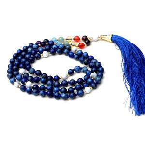 Nouveau Design fait à la main 108 perles Mala nouées 7 Chakra Yoga Pulsera Lapis Lazuli artiste indien mode perlé hindouisme fiançailles - Product Image 2