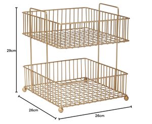 Cesta de Frutas de 2 Niveles, Soporte Dorado para Cesta de Frutas, Cesta de Frutas de Metal, Organizador de Frutas para Encimera, Cesta de Almacenamiento de Verduras - Product Image 6