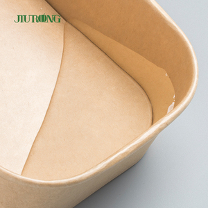 Bán buôn 1000ml Takeaway Kraft đáy phẳng vuông giấy salad Bát Hộp Ăn Trưa với nắp rõ ràng - Product Image 4