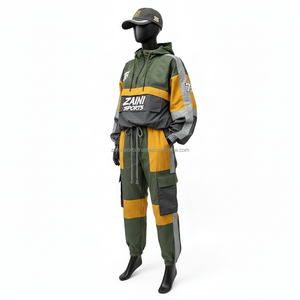 Women 160 GSM Ripstop Windbreaker Set in Green Yellow <b>Grey</b> Color Block Panels Custom Logo Heat Transfer plus size windbreaker - Product Image 4