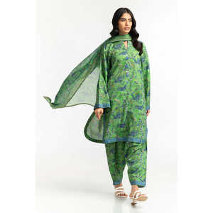 Dupatta Verde con Estampado Munnar para Mujer, Ligera, Transpirable, de Poliéster Premium, Suave y Cómoda - Product Image 2