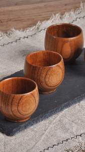 Japanese Style Square Wooden <b>Tea</b> <b>Cup</b> Natural Wood for Hot <b>and</b> Cold Wine Coffee Drinks-Durable Mug - Product Image 3