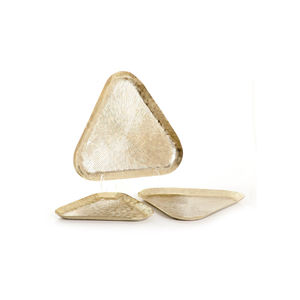 Bandeja de servicio dorada cuadrada de Metal martillado, Plato decorativo elegante, vajilla personalizable, vajilla para cocina, comedor, boda - Product Image 2