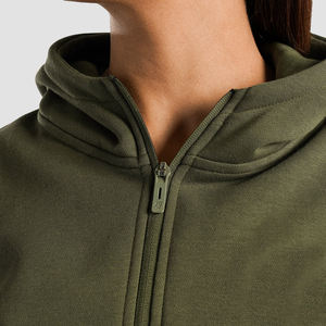 Sweat à capuche surdimensionné à fermeture éclair intégrale, poids moyen, de luxe, en gros, personnalisé, coton lourd, 100% French Terry, pour femmes - Product Image 5