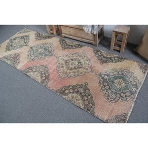 3.3x8.8 ft Turkish Rug, Vintage <b>Runner</b> Rug, Brown <b>Green</b> Animal Print Rug - Product Image 4