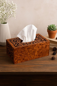 Boîte à mouchoirs multifonctionnelle en bois élégante et faite à la main, surface naturelle unie, design minimaliste poli, écologique et durable - Product Image 5