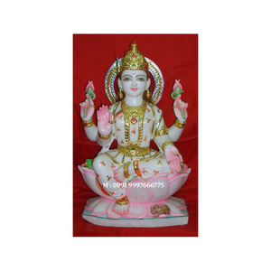 Escultura de Lujo de Laxmi Mata en Mármol Blanco con Producto Artesanal Fino, Sentada sobre un Loto, Utilizada para Regalos Corporativos - Product Image 1
