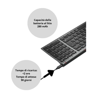 Teclado Ergonómico Ultrafino con Bluetooth 5.1 y USB-C, Teclado Numérico, Recargable, Acceso Multidispositivo, Producto Premium - Product Image 4