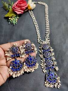 Ensemble de colliers en argent oxydé exclusif pour femmes, style vintage, colliers traditionnels indiens, vêtements de fête, bijoux Navratri - Product Image 5