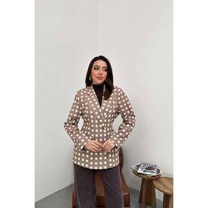 <b>Camel</b> Polka Dot <b>Blazer</b> Jacket - <b>Camel</b> - Product Image 1