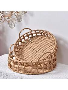 Bandejas de servicio de ratán con textura para servir a los invitados con estilo u organizar sus elementos esenciales con un aspecto rústico cálido - Product Image 5