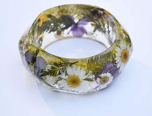 Cadre photo rectangulaire moderne en os de buffle durable avec fleurs pressées véritables, fait main, cadeau de bijoux unique, vente en gros - Product Image 4