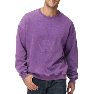 เสื้อสเวตเตอร์ซักกรดแบบลำลองเสื้อสเวตเชิ้ตซักแบบมีกรดเสื้อสเวตเตอร์ลำลองคุณภาพสูงออกแบบโลโก้ได้ตามต้องการ - Product Image 1