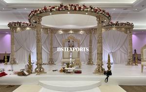 มณฑปงานแต่งงานแบบฮินดูสไตล์โบราณ ทำจากไม้ สำหรับตกแต่งงานแต่งงานแบบอินเดีย มณฑปงานแต่งงานทรงกลม อุปกรณ์จัดงานแต่งงาน มณฑป ผลิตในสหรัฐอเมริกา - Product Image 2