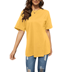 Camiseta de algodón y poliéster de gran tamaño personalizada para mujer, camiseta lisa transpirable de tela cómoda holgada - Product Image 5