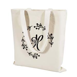 High Quality 'H' Initial <b>Canvas</b> Tote <b>Bag</b> Handmade Initials Fashion <b>Bag</b> with <b>Large</b> Capacity and Solid Color - Product Image 2