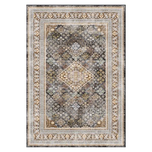 พรมเชนิลล์ลายดอกไม้แบบดั้งเดิมสีทองแดง รุ่น LXDP-0185 จาก RUGS DEPOT สำหรับขายส่ง ซักเครื่องได้ ไม่ลื่น - Product Image 1