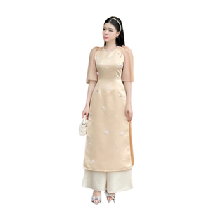 Vestidos asimétricos de Modal con estampado de leopardo Vintage personalizables para mujer Ao Dai modernos vietnamitas hechos a mano antiestático ODM directo - Product Image 1
